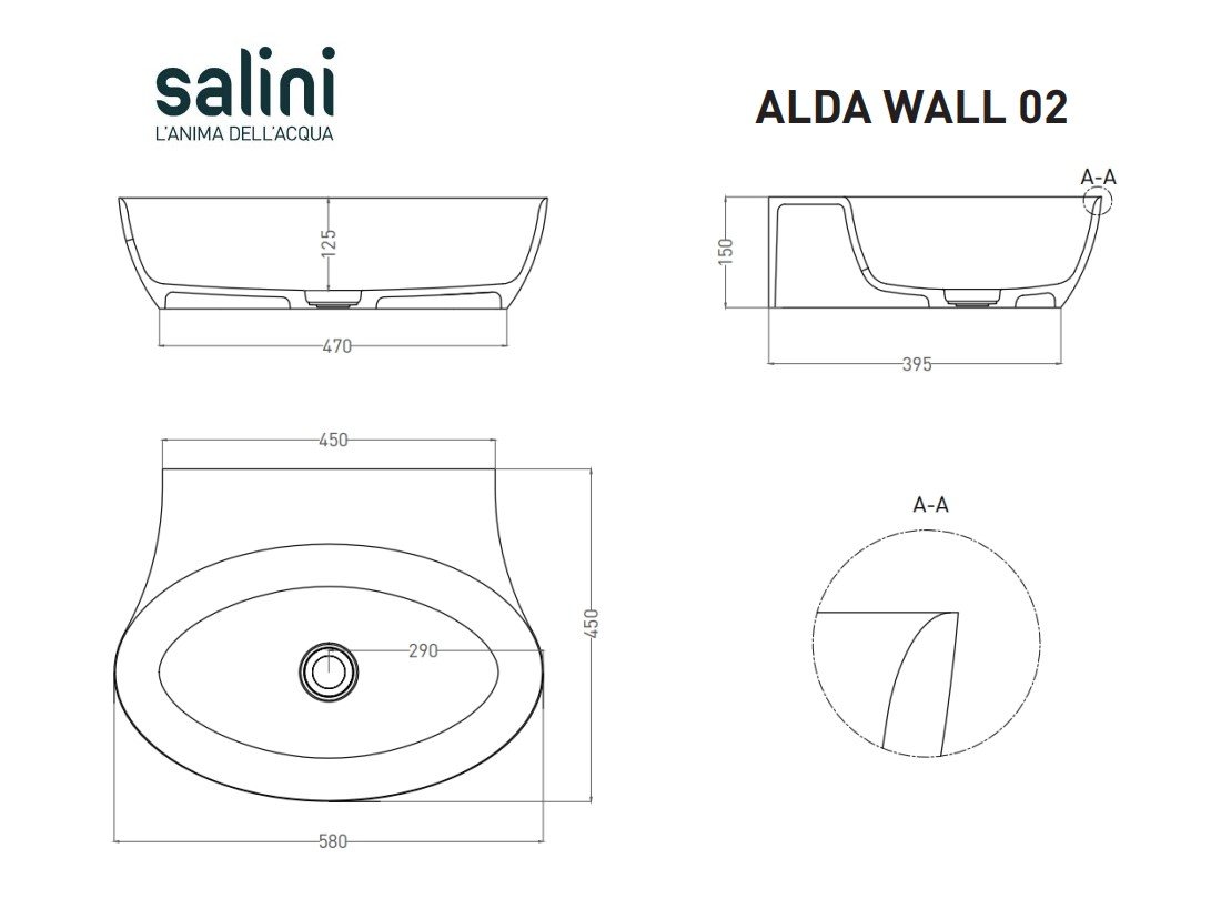 Раковина подвесная Salini ALDA WALL 02 45х58