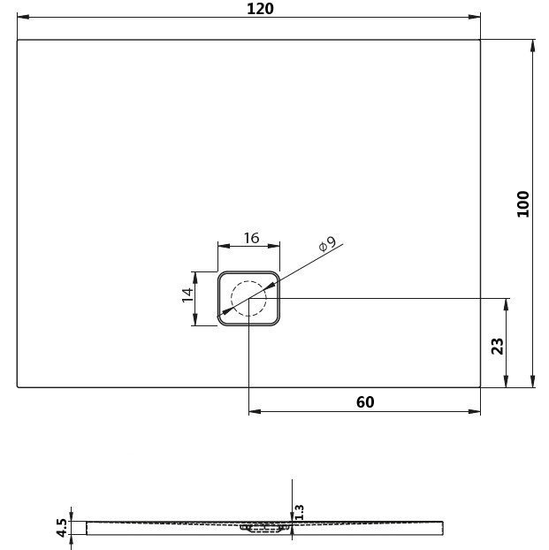 Душевой поддон акриловый RIHO Basel 432 120x100 белый и сифон DC360050000000S