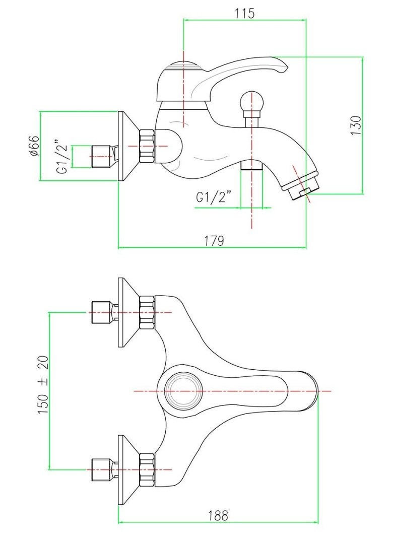 Смеситель для ванны Webert Aurora AU850102017