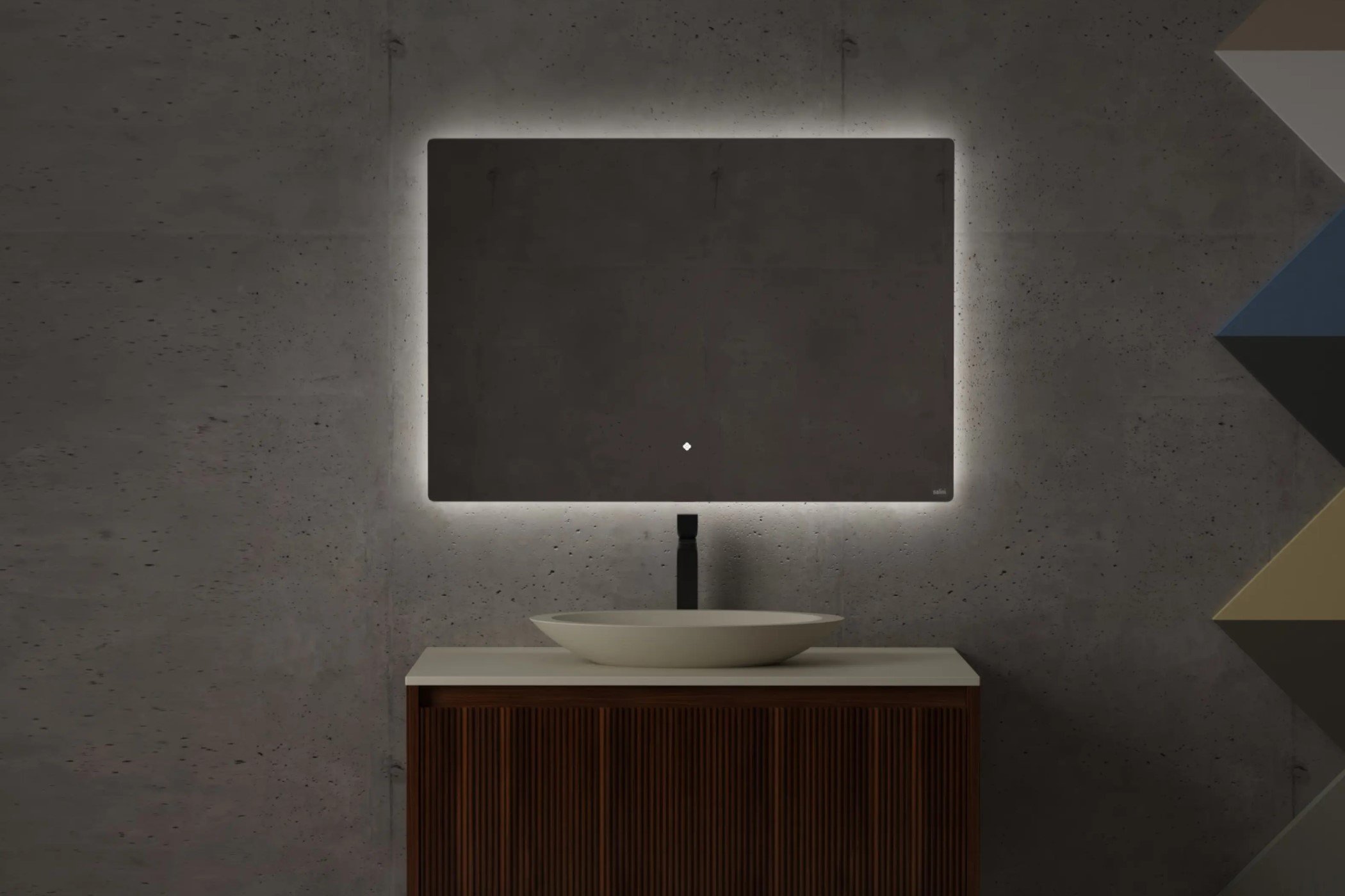 Зеркало для ванной с LED подсветкой, обогрев-антизапотевание, сенсорный выключатель, 1600х700 Salini OMBRA 27M021670BH