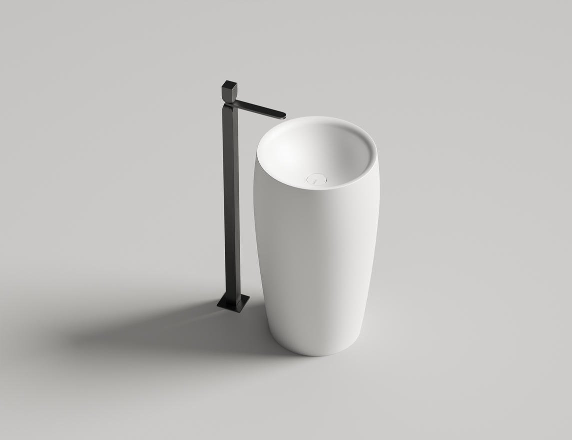 Раковина каменная напольная глянцевая 47x47 Salini ARMONIA 130311GRH окрашена по RAL снаружи