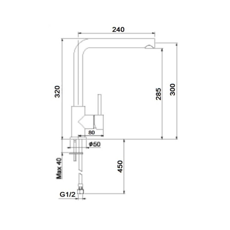 Смеситель для кухни Webert London LO920302560, Черный
