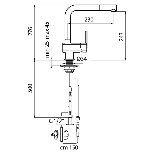 Смеситель для кухни Webert Kitchen Azeta AZ940302015