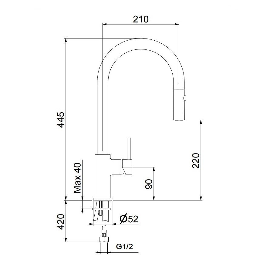 Смеситель для кухни Webert Doha DH940302560, Черный