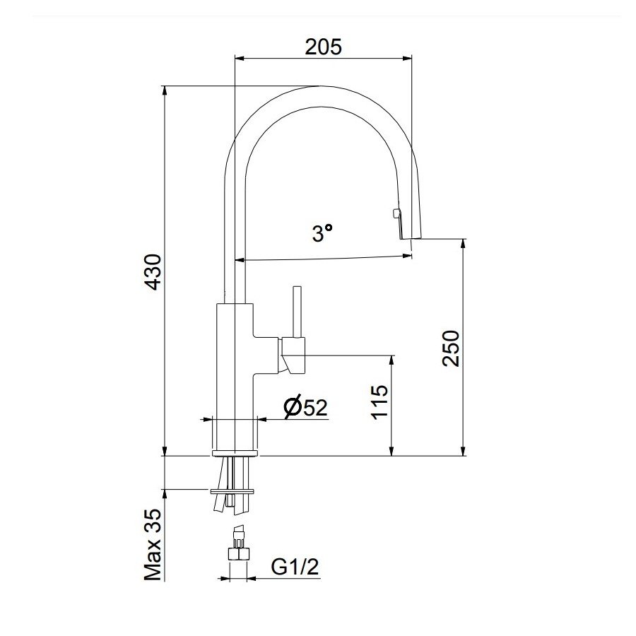Смеситель для кухни Webert Lima LM940302560, Черный