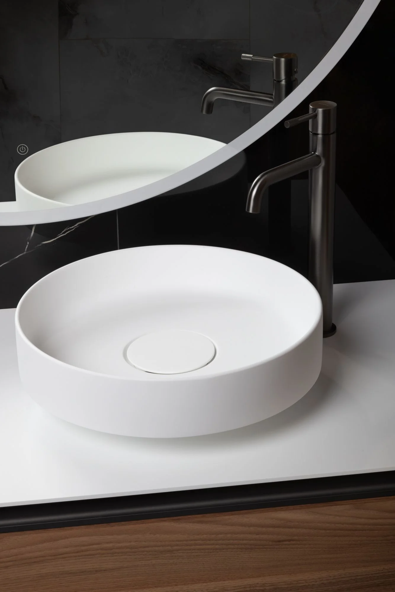 Раковина накладная 40 см Boheme Corian 801-MW белый матовый