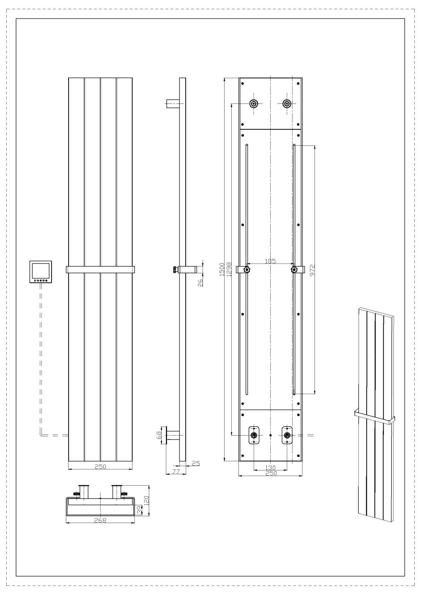 Полотенцесушитель электрический 25x150 см Boheme Flat 725-MW белый матовый