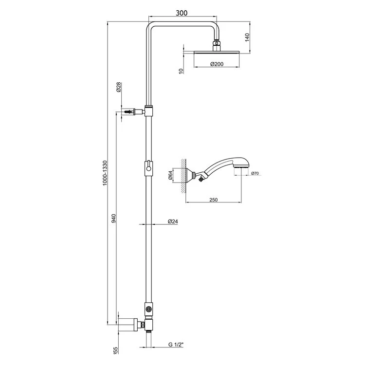 Душевой гарнитур Webert Comfort AC0729015PVC