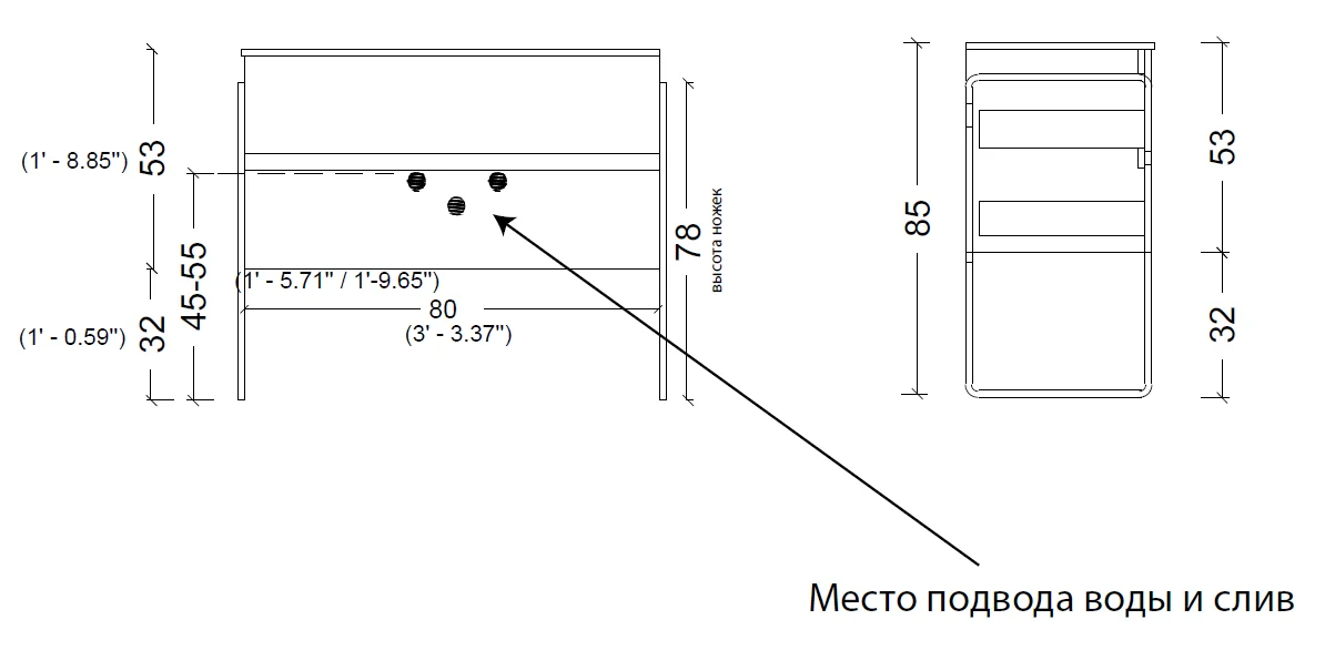 Тумба без раковины 80х46 2 полки Armadi Art Vallessi 837-080-A glossy