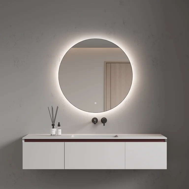 Зеркало круглое с LED подсветкой сенсор антипар 100х100 см Boheme 545-100-G рама золото