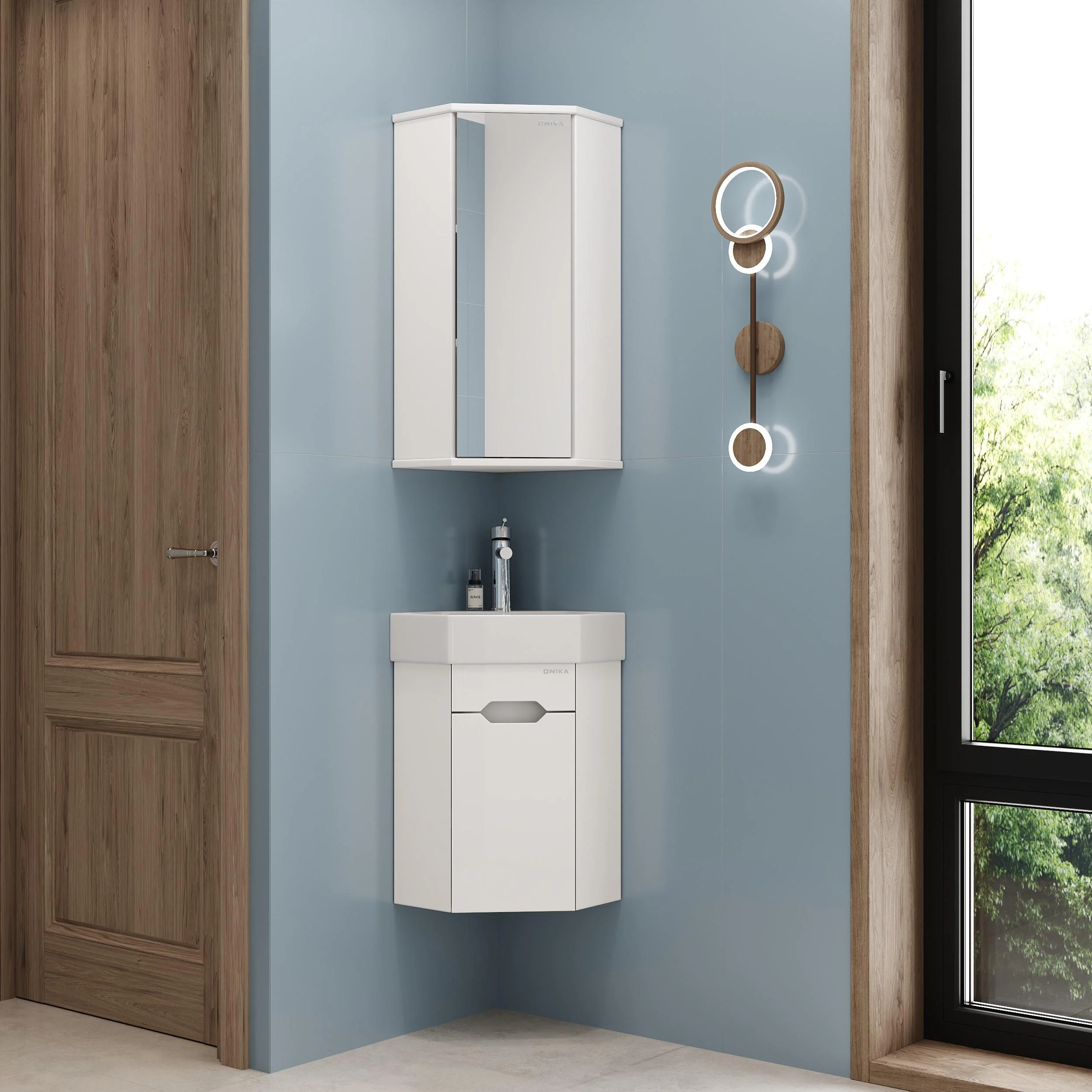 Тумба  подвесная 35 см угловая Onika Айленд 103502 под умывальник Line