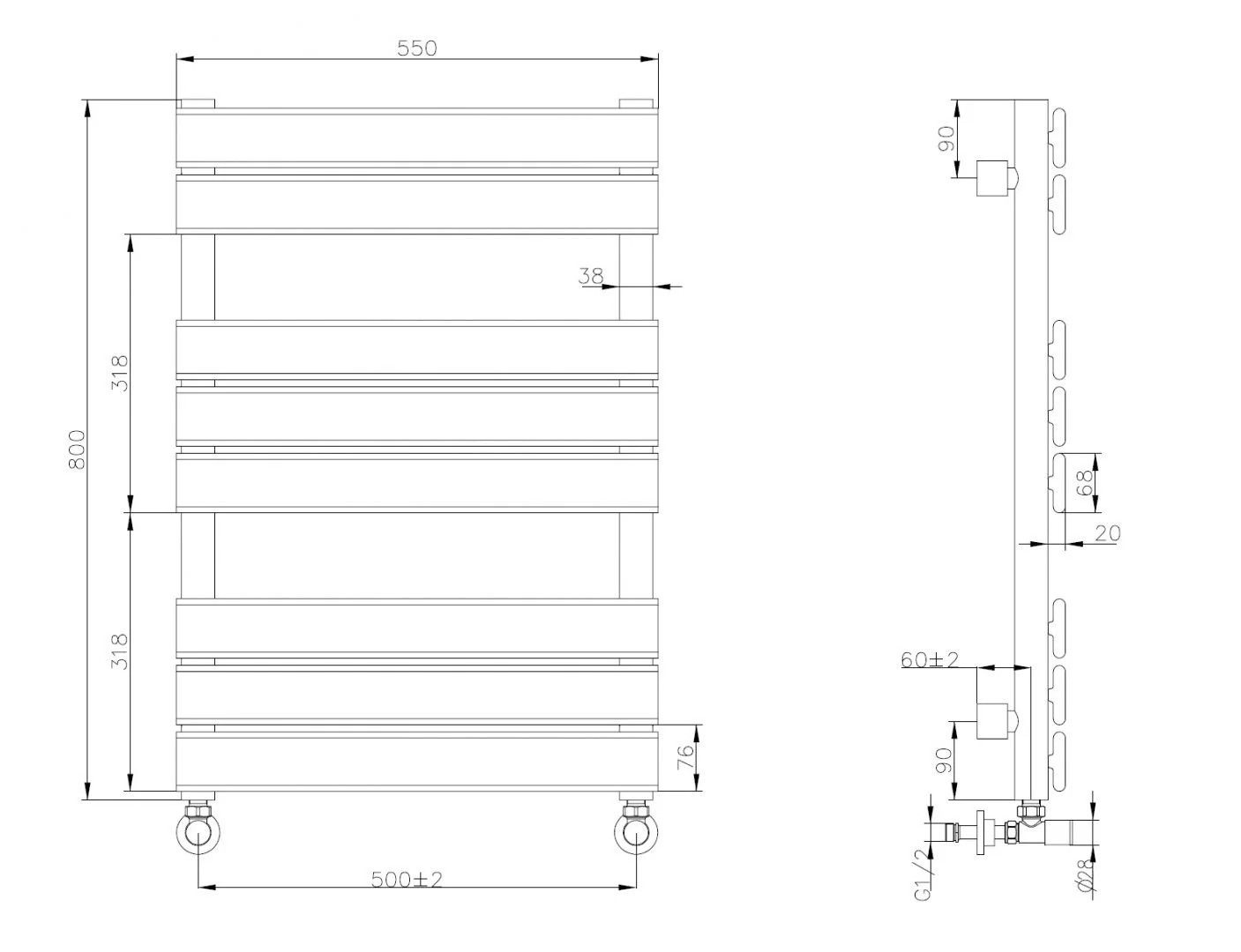 Полотенцесушитель водяной BOHEME VENTURO BLACK 720-B