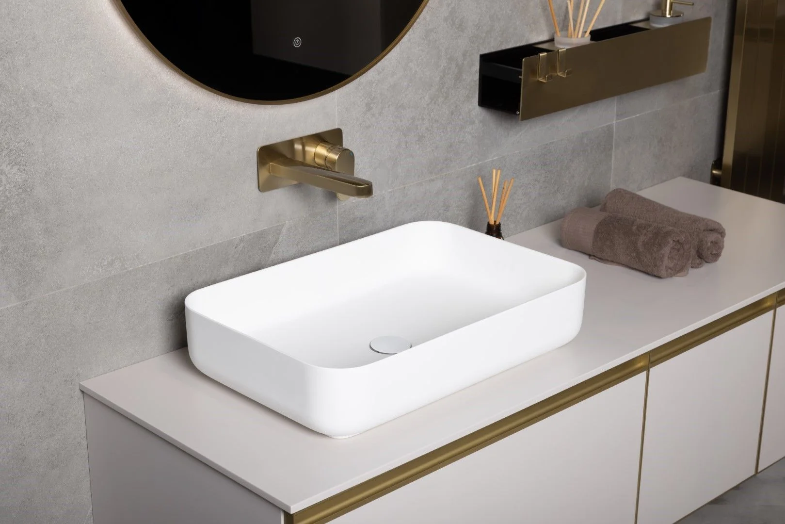 Раковина накладная Corian 40 см Boheme Corian 879-60-MW белый