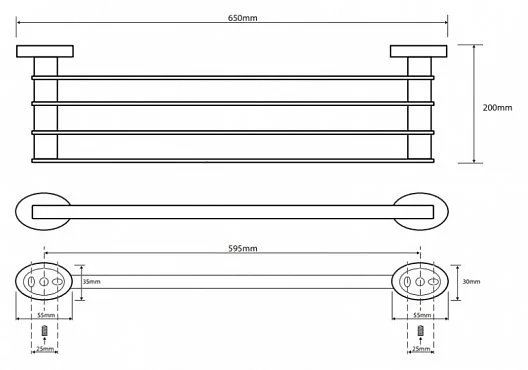 Полочка для полотенец 65 см BEMETA OVAL хром