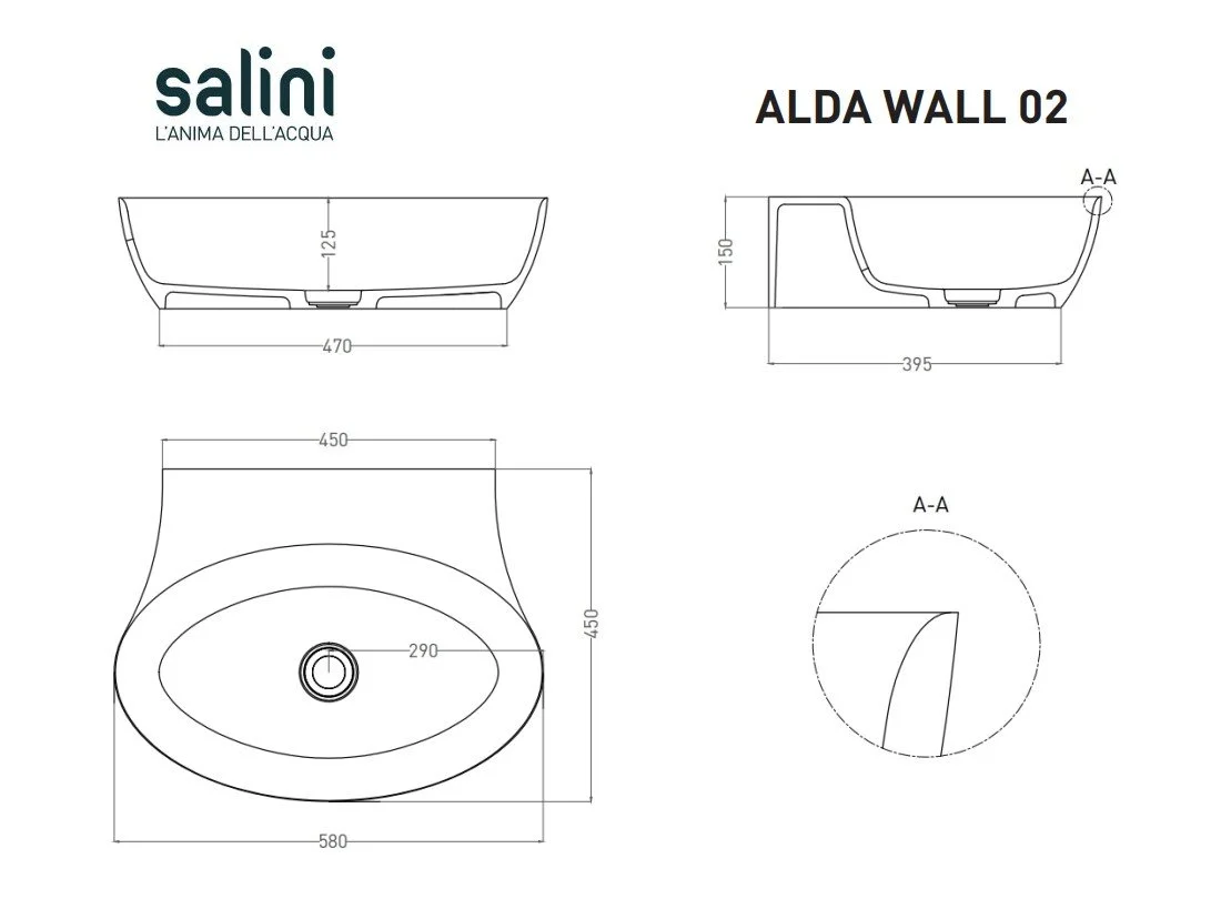 Раковина подвесная Salini ALDA WALL 02 45х58