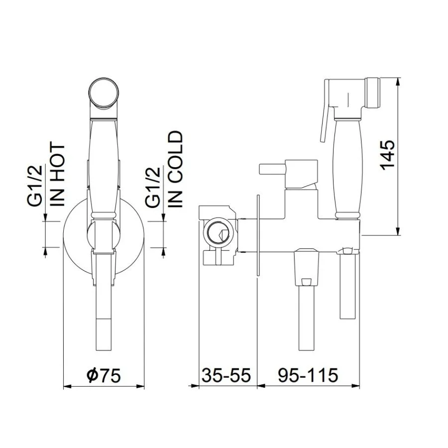 Гигиенический душ со смесителем Webert Elio EL870301345 никель матовый