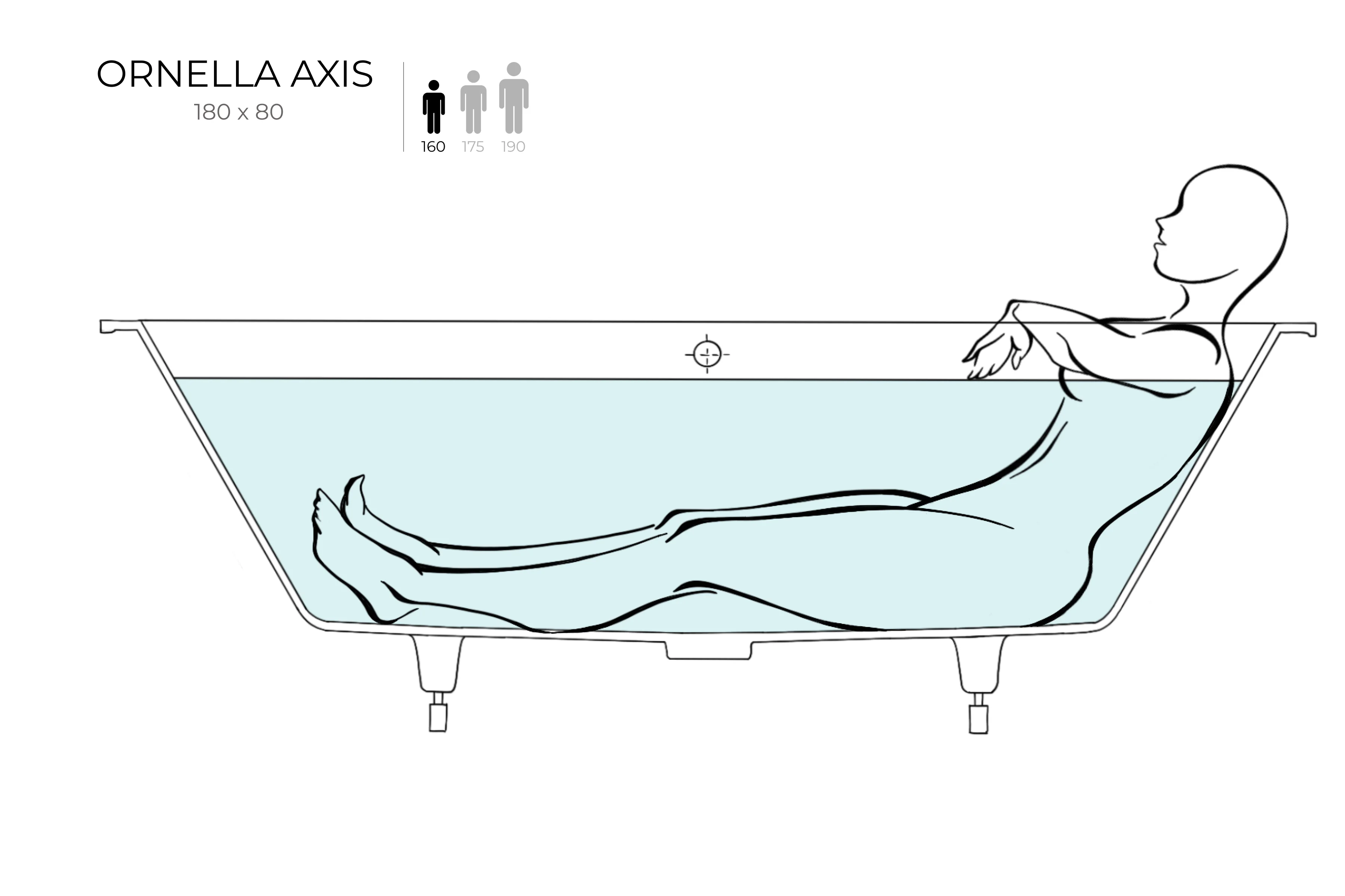 Ванна встраиваемая Salini ORNELLA AXIS 180 103411G
