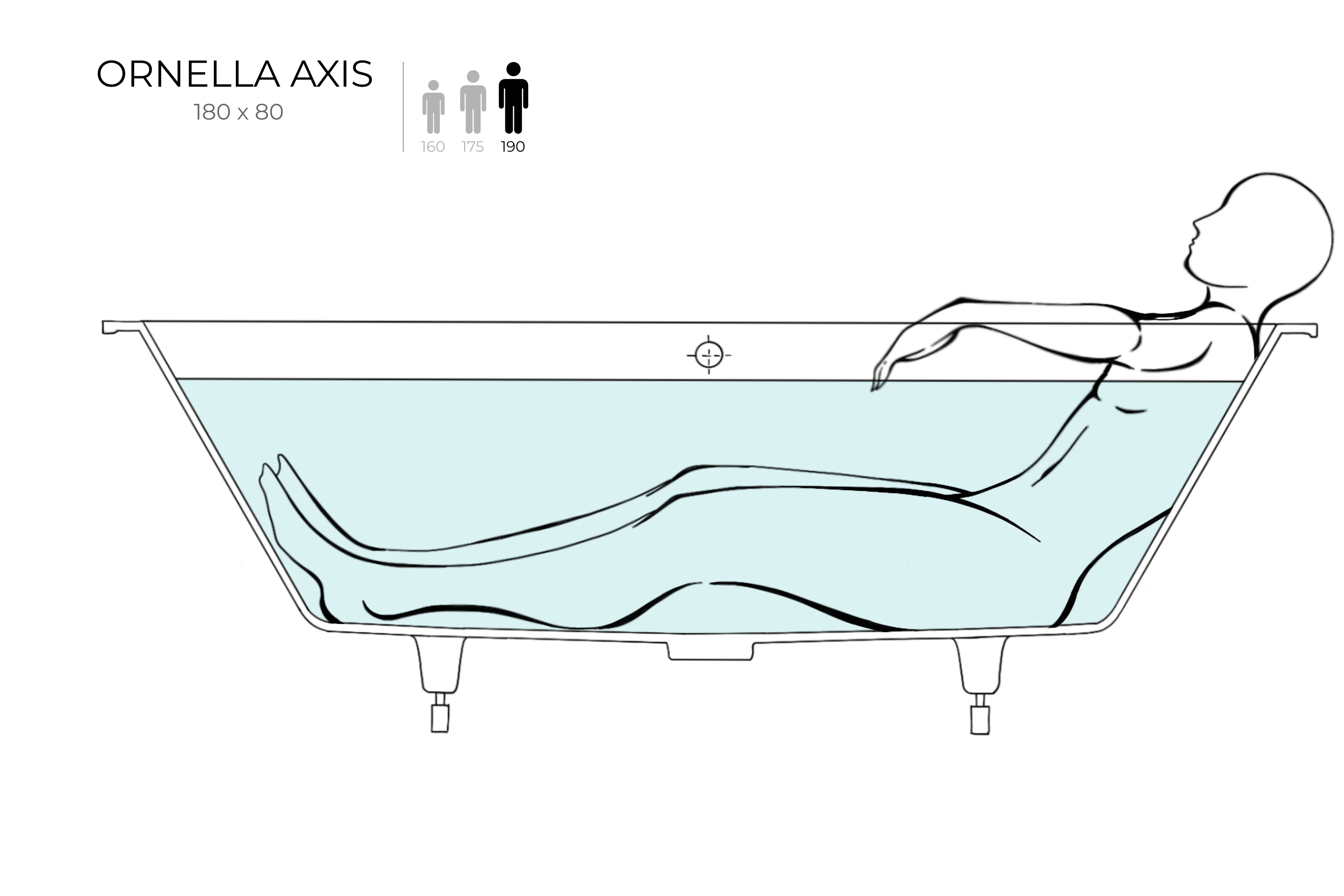 Ванна встраиваемая Salini ORNELLA AXIS 180 103411G