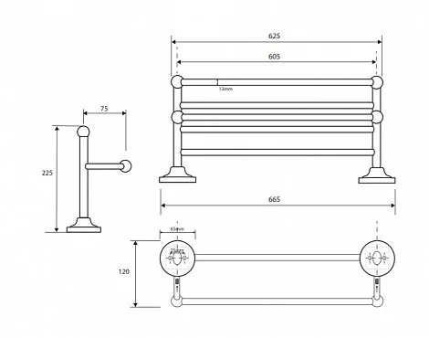 Полочка для полотенец 40 см BEMETA RETRO хром